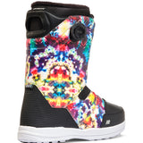Vibrant, tie-dye K2 Maysis snowboard boots feature a black cuff and BOA lacing system.