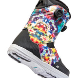 Vibrant, multi-colored K2 Maysis snowboard boots feature a BOA lacing system and black accents.