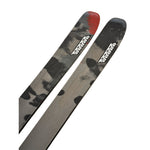 K2 Mindbender 108Ti skis feature a distinctive red and white graphic design.