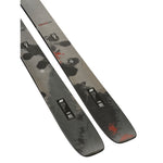 K2 Mindbender 108Ti skis feature a black and gray design with red accents.