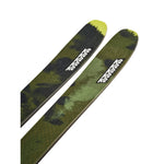 K2 Mindbender 116C skis feature a distinctive green and black graphic design.