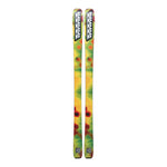 K2 Mindbender 89Ti skis feature a vibrant green and yellow graphic design.