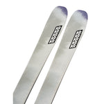 K2 Women's Mindbender 90C skis, 2025 model, feature a distinctive purple and white graphic design.