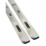 K2 Mindbender 90C skis 2025, featuring a white body with black graphics and red accents.