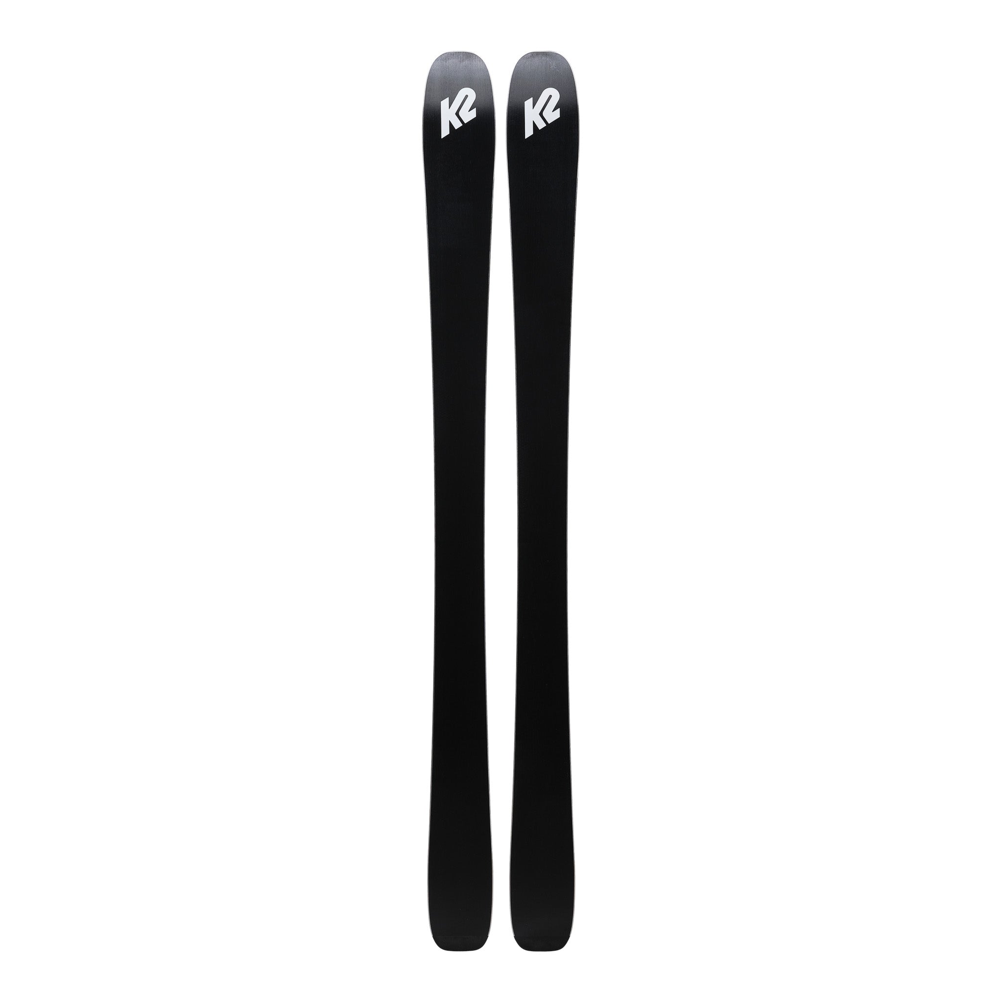 K2 Women's Mindbender 90C skis, 2025 model, feature a sleek black design.