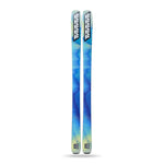 K2 Mindbender 99Ti skis feature a blue and white gradient design.