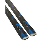 K2 Mindbender 99Ti skis 2025 feature a distinctive red and black design.