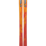 K2 Mindbender 101 skis pair, orange-red tops with K2 logo graphics