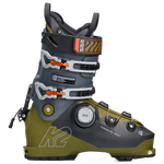 K2 Mindbender ski boot in dark gray with green lower shell, BOA dial and buckles
