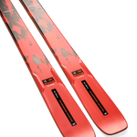 K2 Mindbender 88 skis, underside view with red edges and black text labels