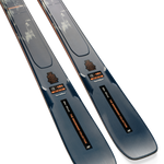 K2 Mindbender 88 skis with blue textured bases, orange markers and K2 branding