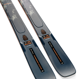 K2 Mindbender 88 skis with blue textured bases, orange markers and K2 branding