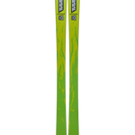 K2 Mindbender 96 skis, bright lime green topsheet with black K2 markings, pair