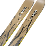 K2 Mindbender 96 skis, tan topsheet with black brush graphics and K2 logos