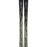 Pair of K2 Mindbender 96 skis, black/green camo with pink edges