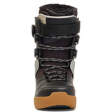 K2 Boundary 2025 snowboard boot features a black upper with a brown heel counter.