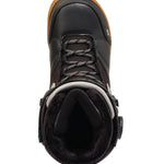 K2 Boundary 2025 snowboard boot features a black upper with a brown sole and silver hardware.