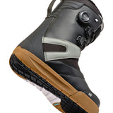 K2 Boundary snowboard boot features a gray and black colorway with BOA lacing system and brown sole.