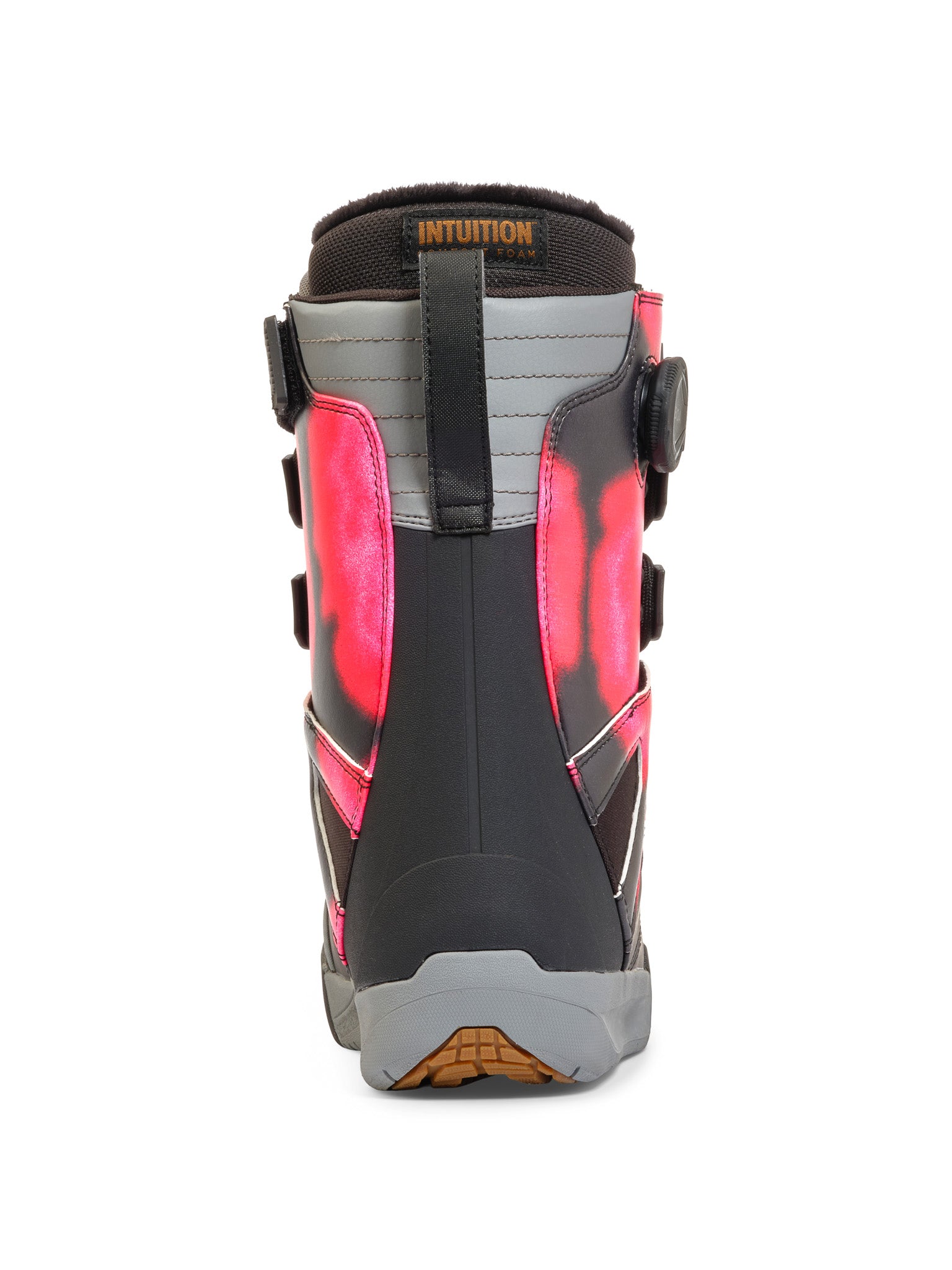 K2 Boundary snowboard boot, black and red design with visible hardware.