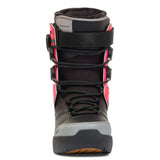 K2 Boundary 2025 snowboard boot features black, gray, and red accents with a lace-up closure.