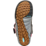 K2 Boundary snowboard boot sole features a purple and gray color scheme with a textured brown tread.