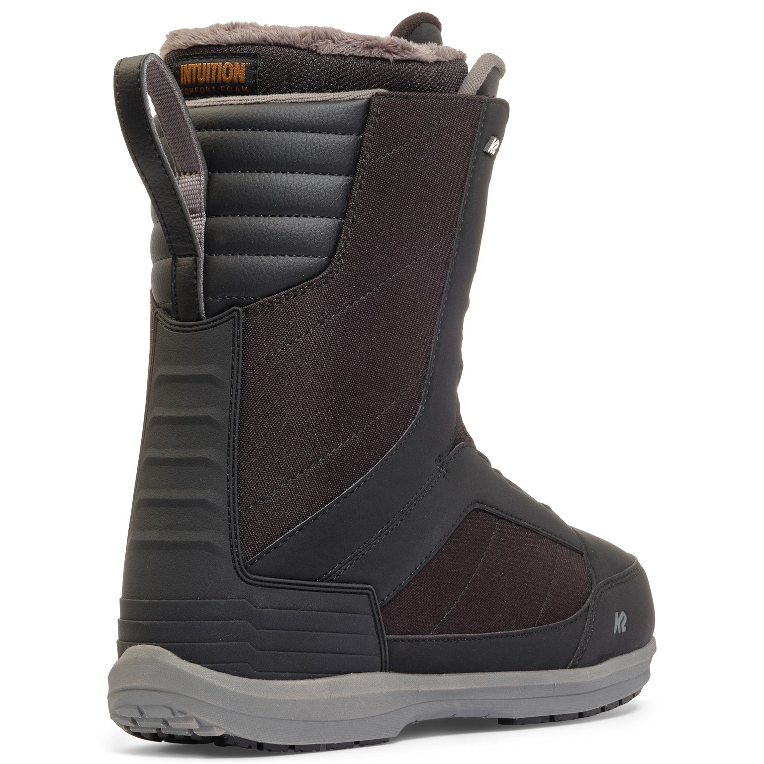 Black and gray K2 Raider snowboard boot with a red accent stripe.