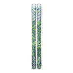 K2 Reckoner 102 skis feature a vibrant green and black floral design.