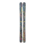 K2 Reckoner 102 skis feature a vibrant green and purple graphic design.