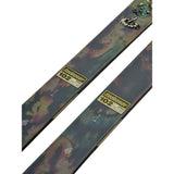 K2 Reckoner 102 skis 2025 feature a vibrant purple and green graphic design.