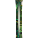 Green K2 skis, front view showing centered '102' badges and camo stripes