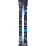 Women's blue and black graphic skis, twin tips, front view