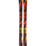 K2 Reckoner 92 skis, orange-yellow tie-dye graphic, front view.