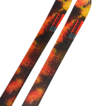 K2 Reckoner 92 skis, orange-yellow graphic, angled side view.