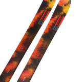 K2 Reckoner 92 skis, orange-yellow graphic, angled side view.