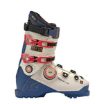 K2 Recon 120 BOA® ski boot features a distinctive blue and white color scheme with visible adjustment dials.