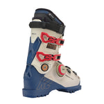 K2 Recon 120 BOA® ski boot features a white and blue design with visible BOA® adjustment.