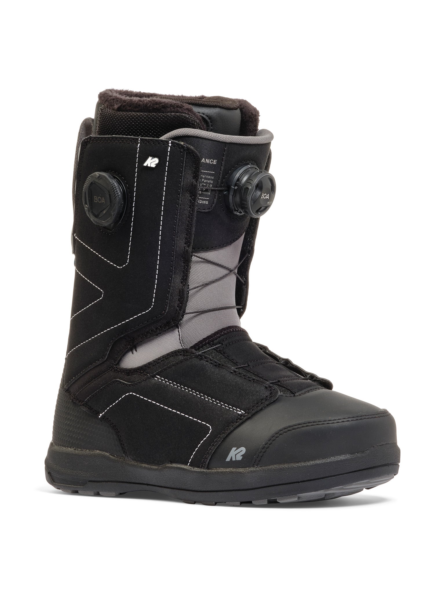 Black and gray K2 Trance snowboard boot features a BOA lacing system.