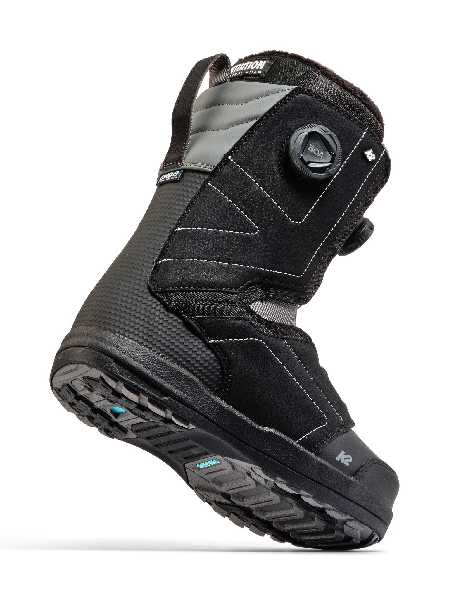Black K2 Trance snowboard boot features a BOA lacing system and textured sole.