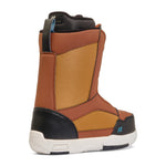 K2 YOU+H snowboard boot, 2025 model, features a brown and black color scheme with a distinctive design.