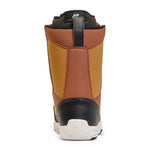K2 YOU+H snowboard boot, black and orange design with a white sole.