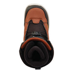 K2 YOU+H snowboard boot, 2025 model, features a brown upper with black accents and a distinctive sole pattern.