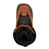 K2 YOU+H snowboard boot, 2025 model, features a brown upper with black accents and a distinctive sole pattern.