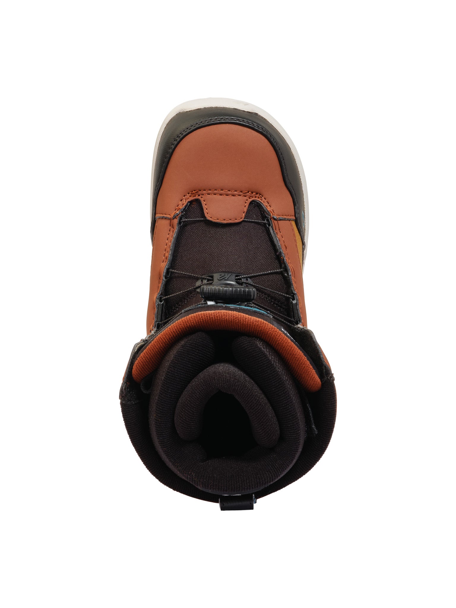 K2 YOU+H snowboard boot, 2025 model, features a brown upper with black accents and a distinctive sole pattern.