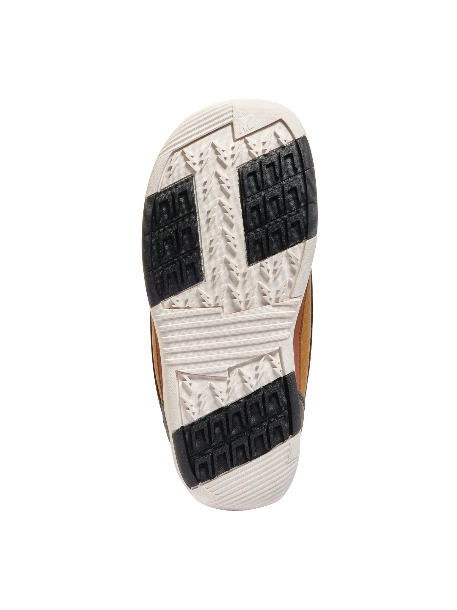 K2 YOU+H 2025 snowboard boot, brown and white, with textured sole pattern.