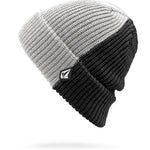 Volcom Women's Check This Beanie 2025 - A black and white beanie with a geometric pattern on the front.