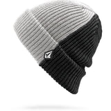 Volcom Women's Check This Beanie 2025 - A black and white beanie with a geometric pattern on the front.