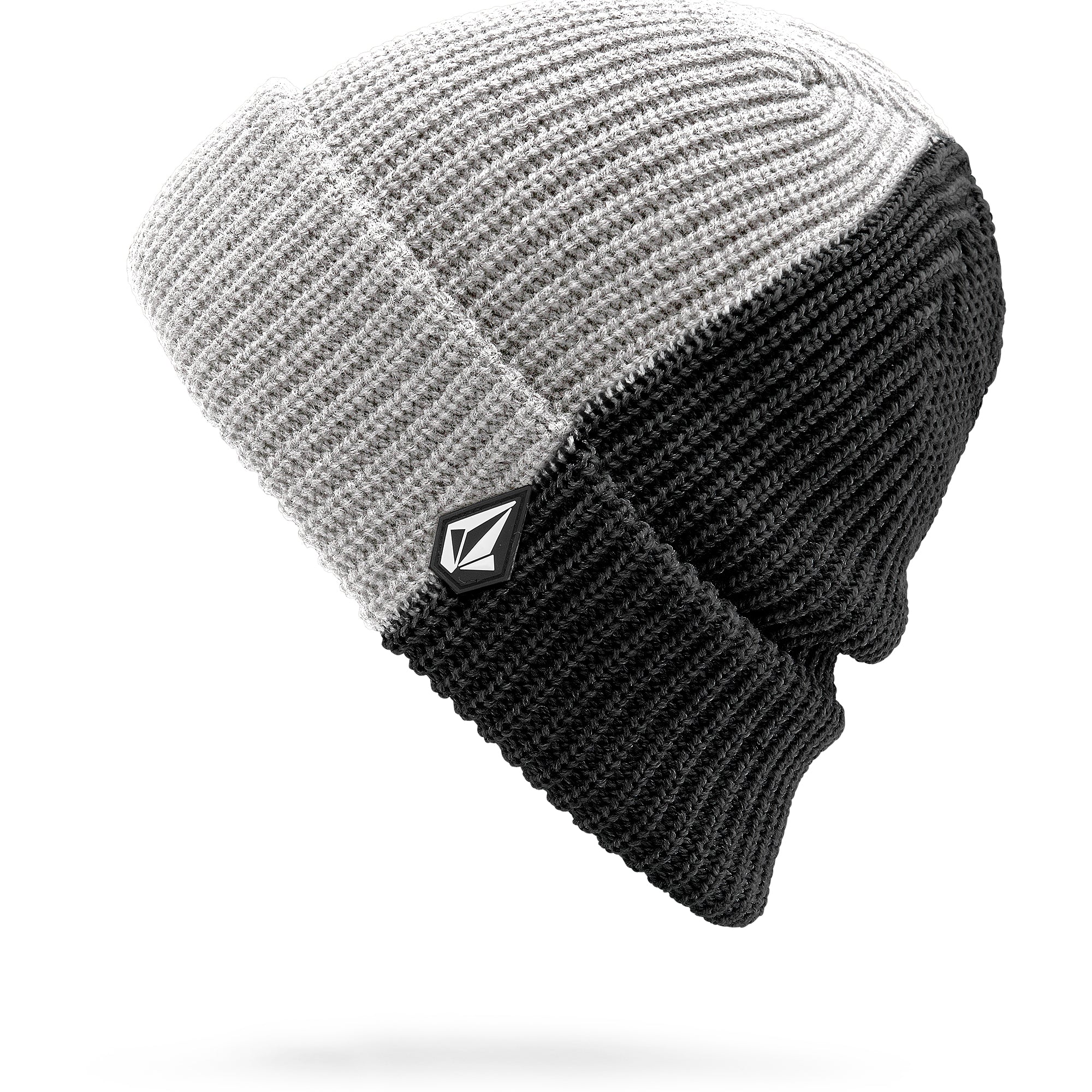 Volcom Women's Check This Beanie 2025 - A black and white beanie with a geometric pattern on the front.