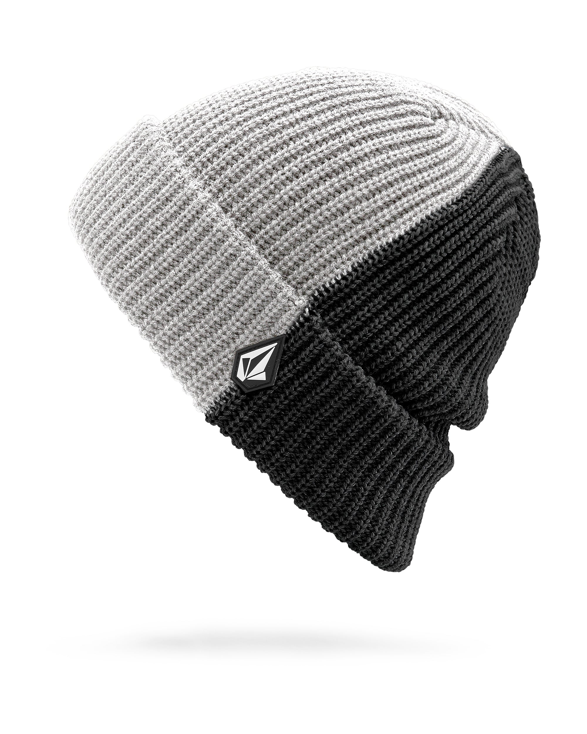 Volcom Women's Check This Beanie 2025 - A black and white beanie with a geometric pattern on the front.
