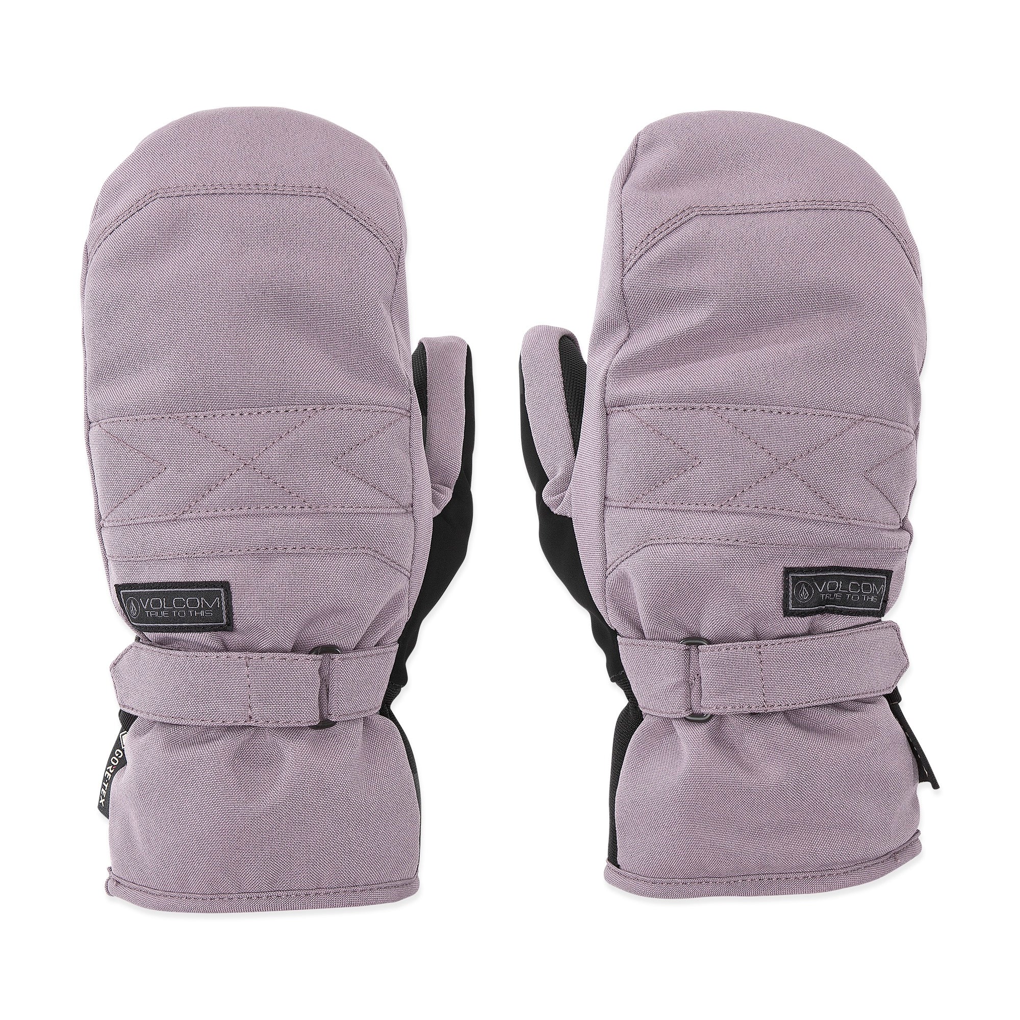 Volcom Women's Peep GORE-TEX Mitt - A pair of mittens with a quilted pattern on the back and black straps at the wrist.
