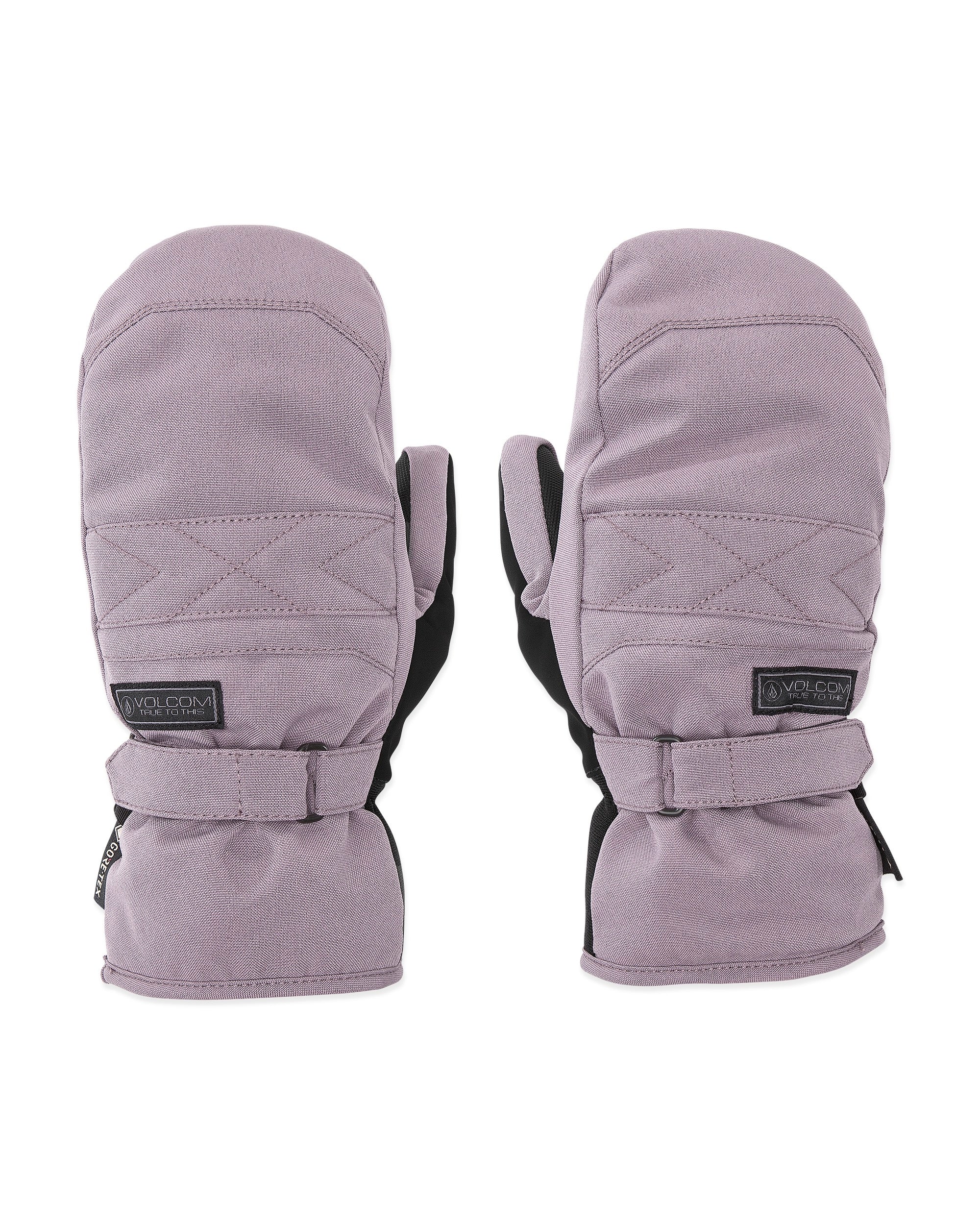 Volcom Women's Peep GORE-TEX Mitt - A pair of mittens with a quilted pattern on the back and black straps at the wrist.